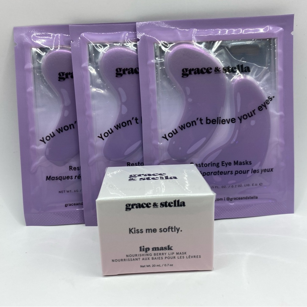 Grace & Stella Restoring eye mask and 1 full size Lip Mask
